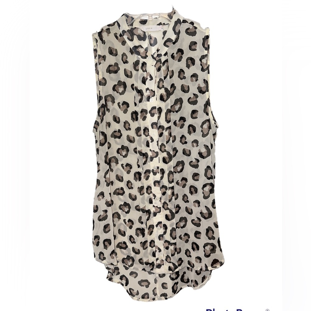 Leopard Button Down Tank Blouse